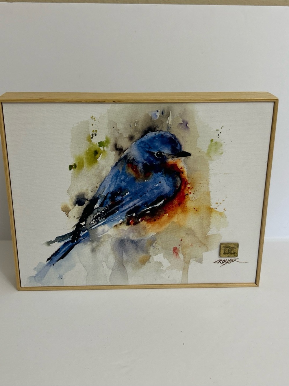 Dean Crouser Blue Bird Watercolor Wall Art in Blue and Orange
